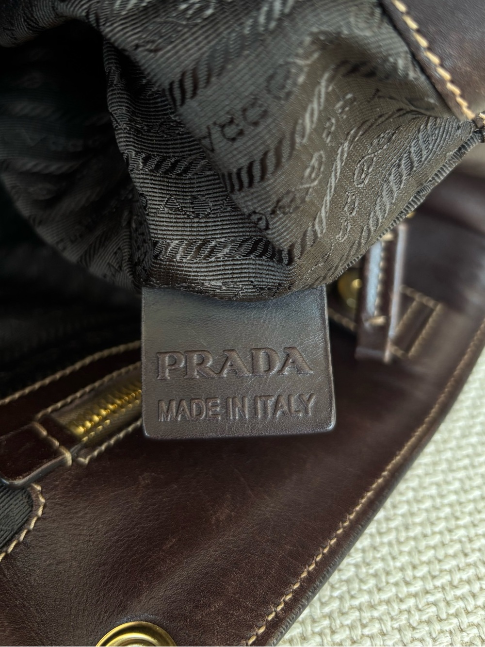 Prada Dark Brown Canvas Jacquard Tote Bag - Picture 7 of 14